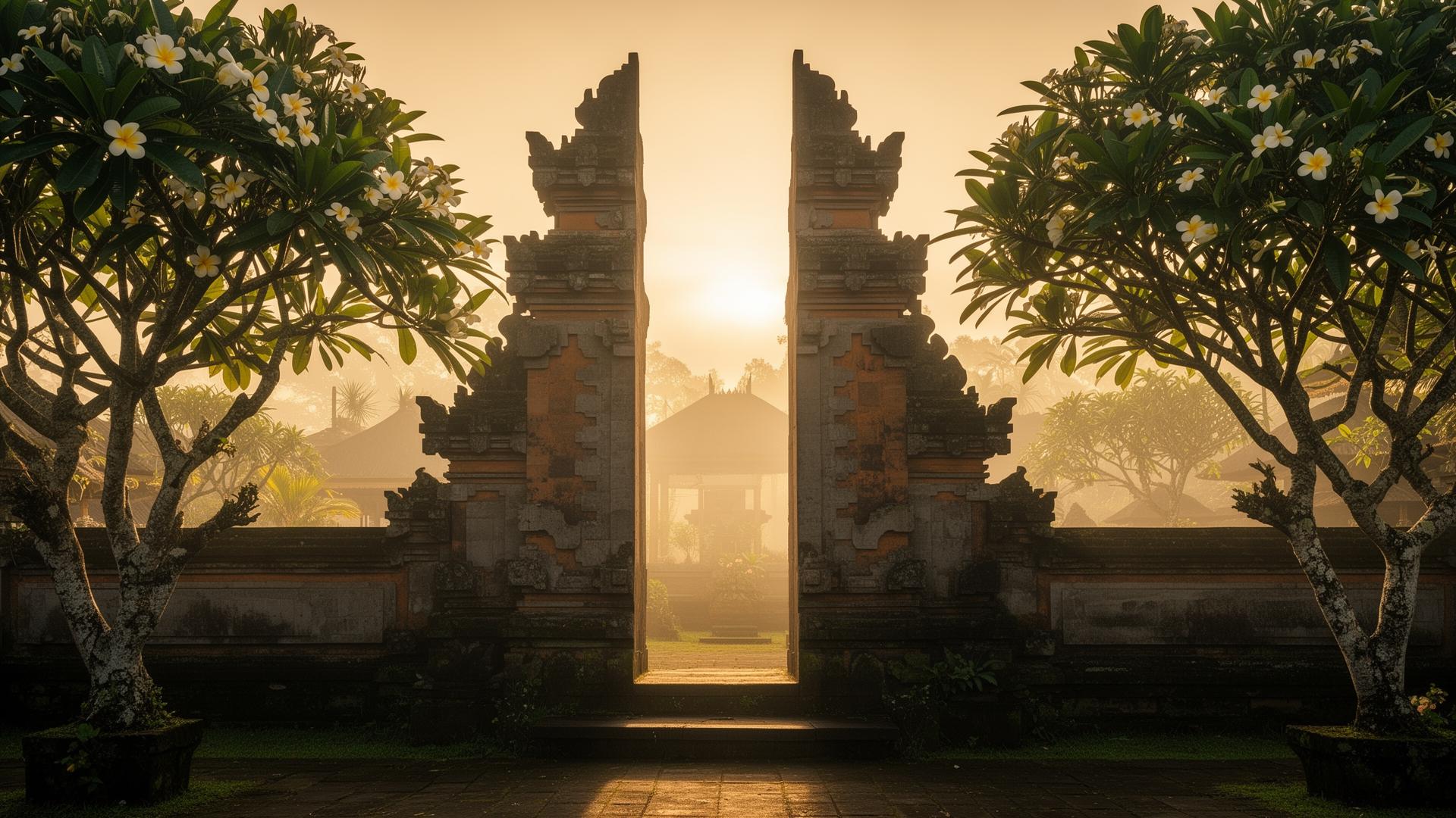 Balinese temple at dawn
