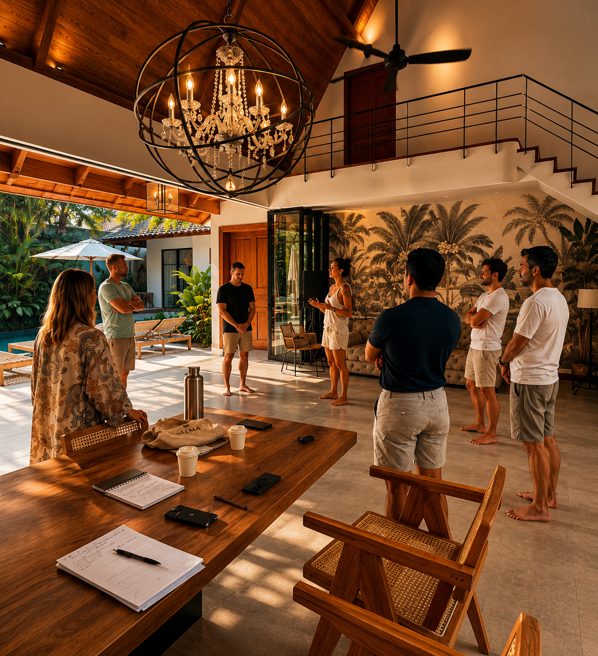 Founders gathering in a calm circular setting